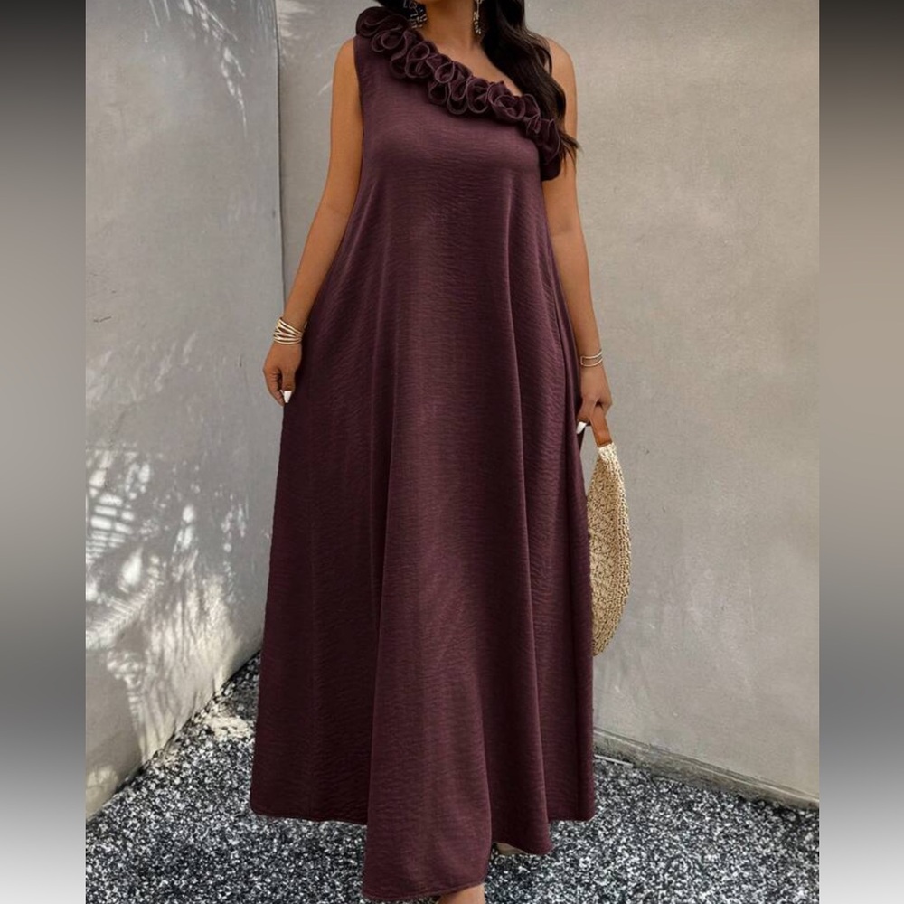 Dark Burgundy Ruffle Dress
